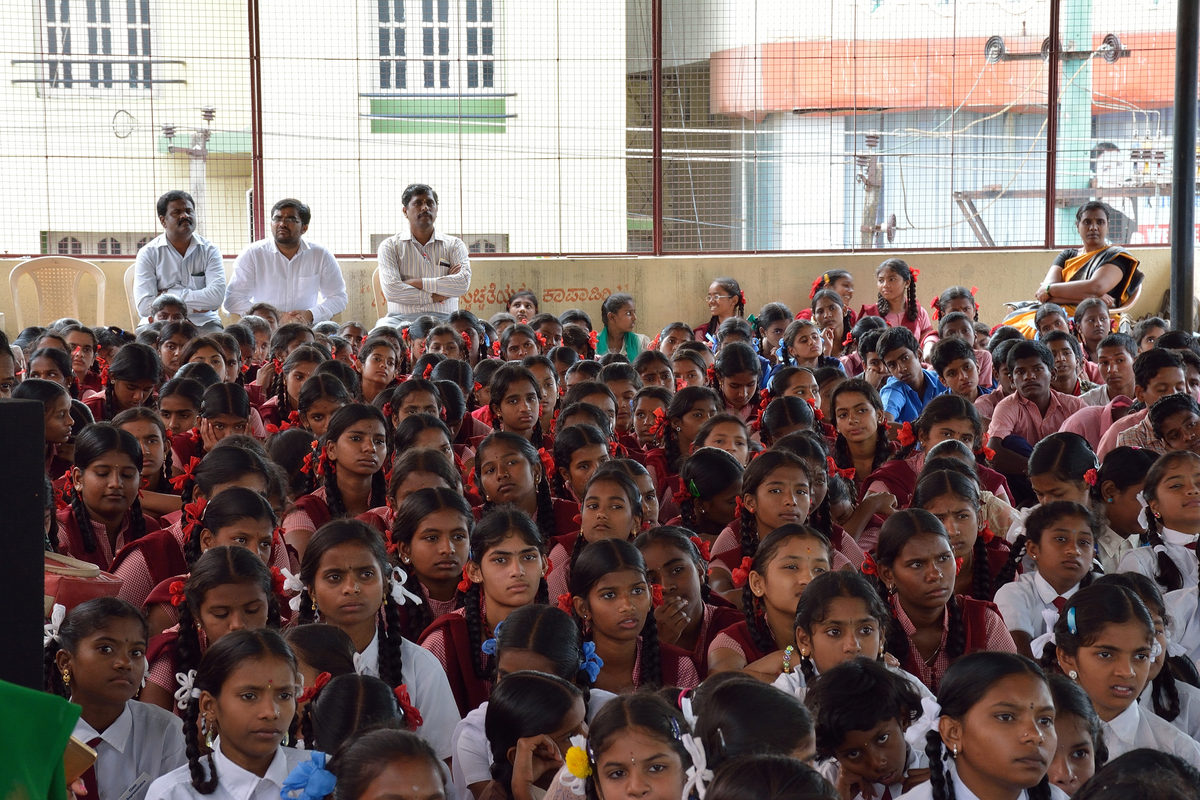 Students gathered for an assembly